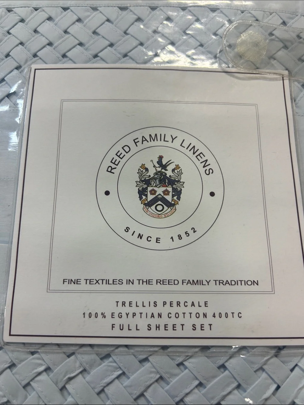 White Trellis Percale Full Sheet Set